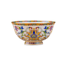 15.5cm Jingdezhen Porcelain Bowl with Gold Rim,  Foot Chinese Ceramic Rice and Soup Bowl