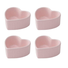 Heart Shaped Ceramic Baking Ramekins Set of 4, 4oz Oven Safe Custard Cups for Desserts and Dips