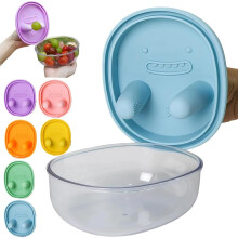 Snack Container with NoMess Finger Lid, 2 in 1 LeakResistant Travel Snack Cup, Blue