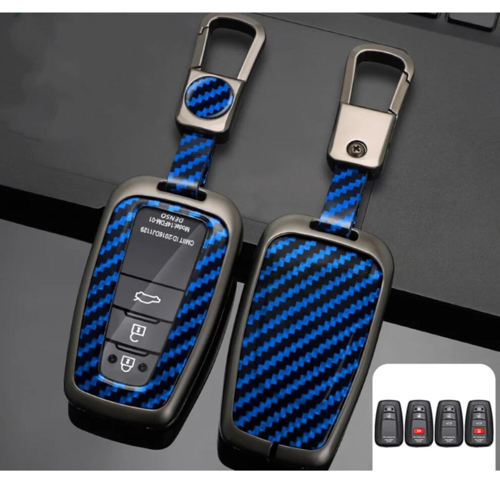 Carbon Fiber Zinc Alloy Key Fob Cover For Toyota Chr Prius Camry Corolla Rav4 Prado Grey 9347817652611