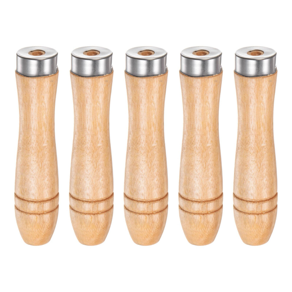 5pcs Wooden File Handle 4.33 Inch Ergonomic NonSlip Grip with Metal Collar for 68 Inch Files