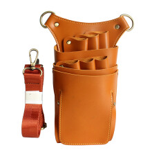 Borsa porta forbici professionale in pelle con tasche multifunzionali e cintura regolabile, ideale per saloni di bellezza. Custodia in ecopelle di