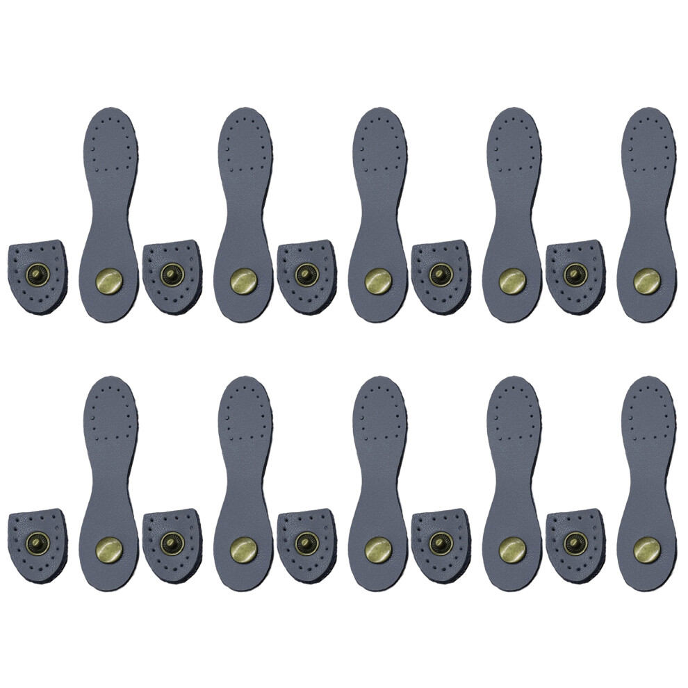 10X Leather Snap Buckles With Sewing Holes Leather-Dark Grey 7627000891150