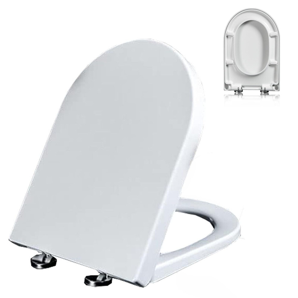 Soft Close Quick Release D Shape Toilet Seat With 360 Hinges, Pp, 150Kg Capacity, 16.5X13in 9094768944790