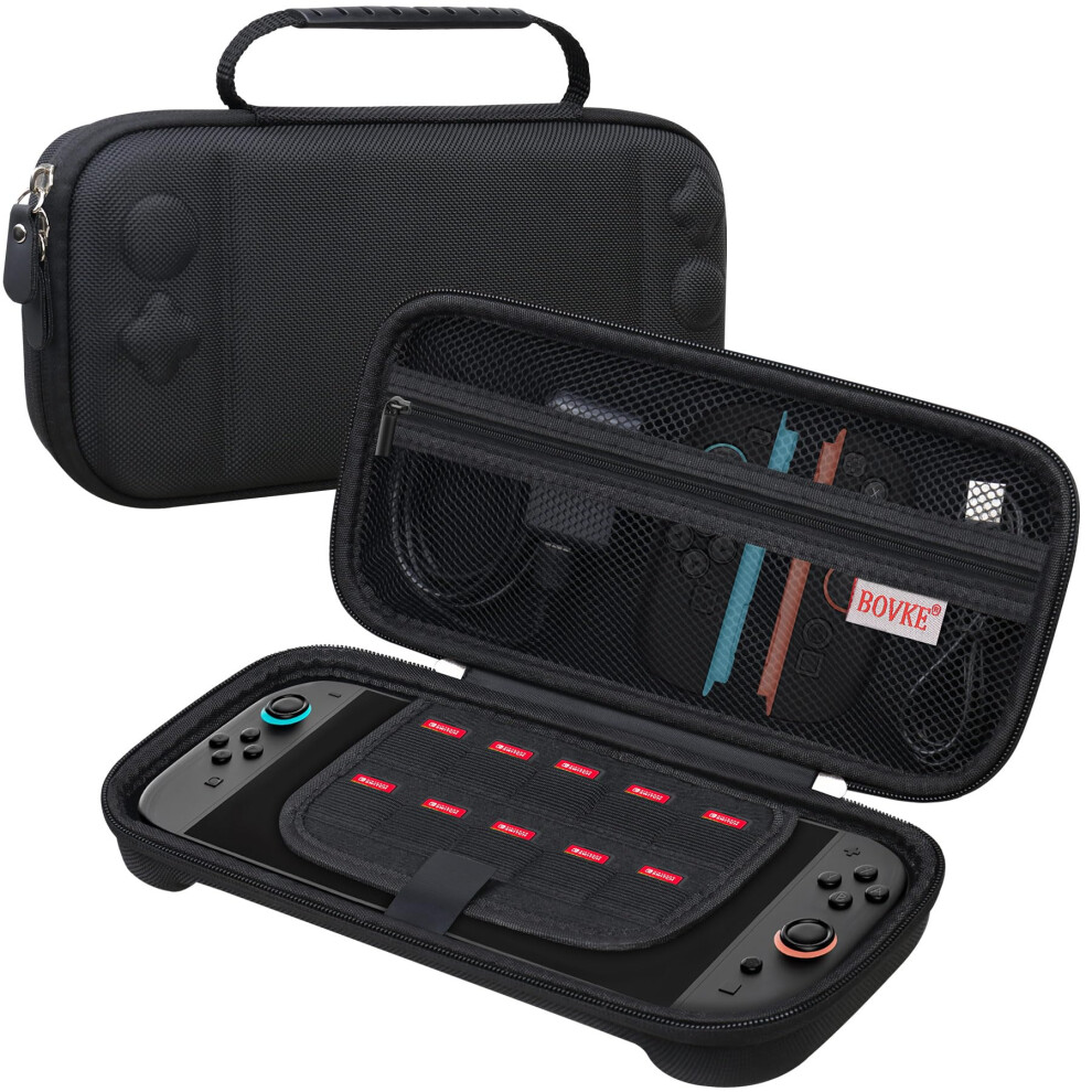 Case Shockproof Hard Shell With Mesh Pocket For Games And Accessories For Nintendo Switch 2 Black 9187378943502