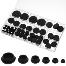 Silicone Hole Plug Kit 62 Pieces Black Rubber Furniture Hole Covers for Cabinets Chairs Tables
