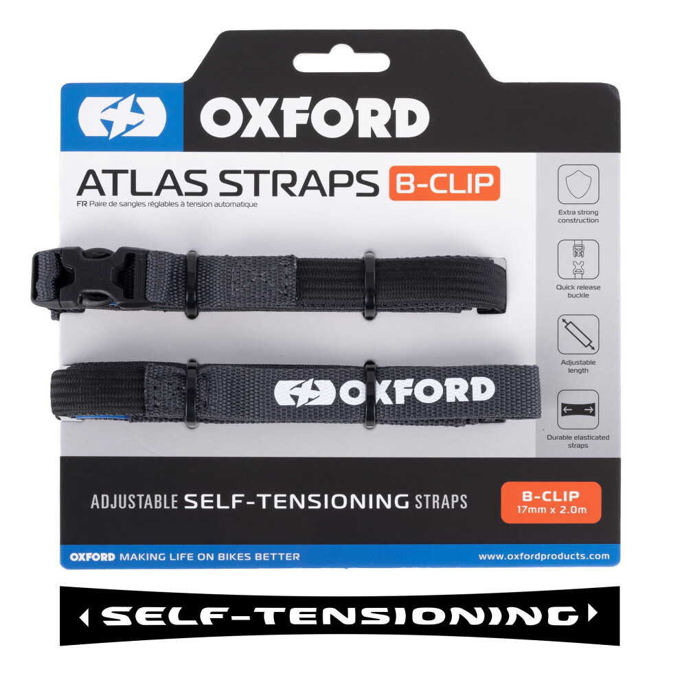 Oxford Atlas B-Clip 17Mm X 2.0M Asphalt (Pair) 5030009442889