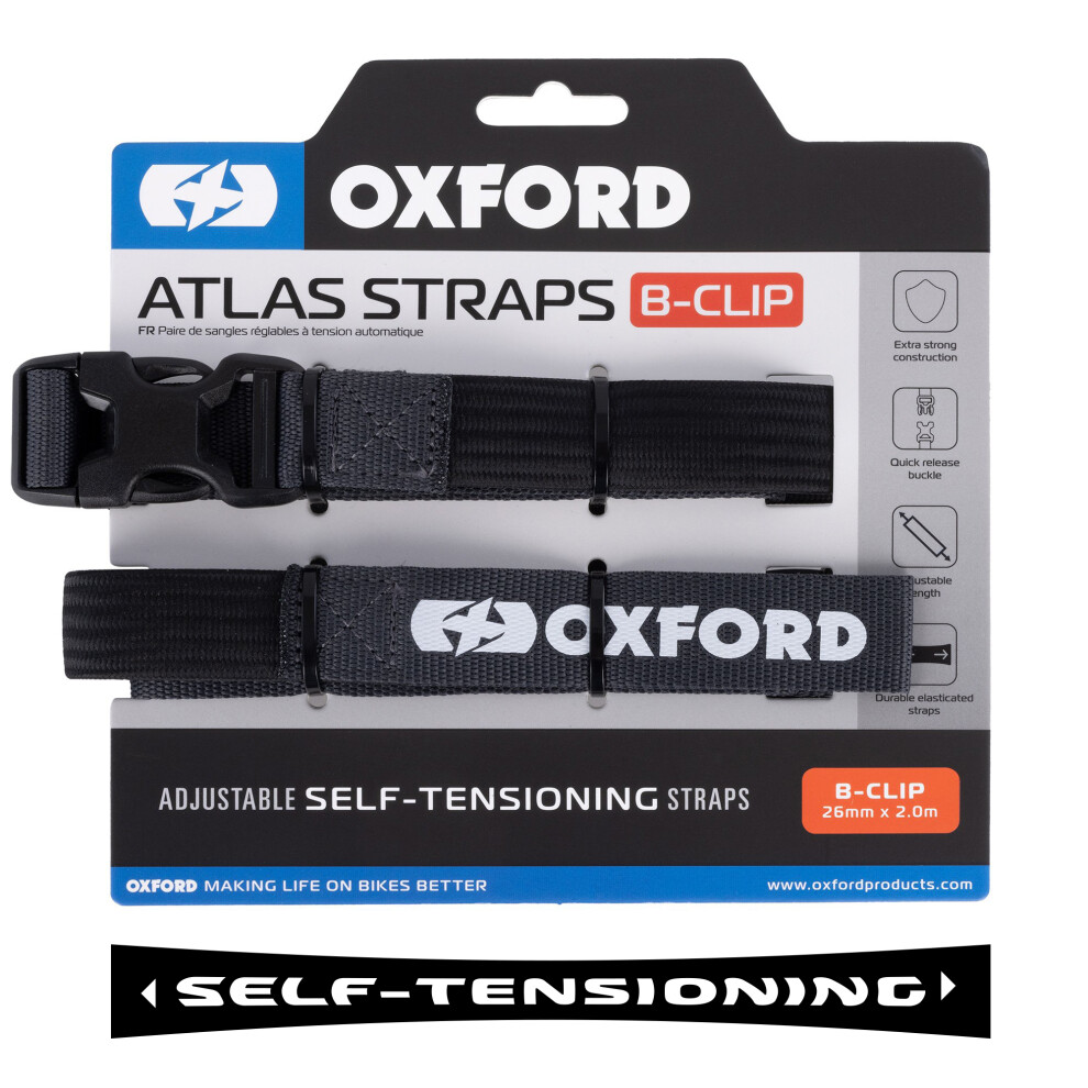 Oxford Atlas B-Clip 26Mm X 2.0M Asphalt (Pair) 5030009442940
