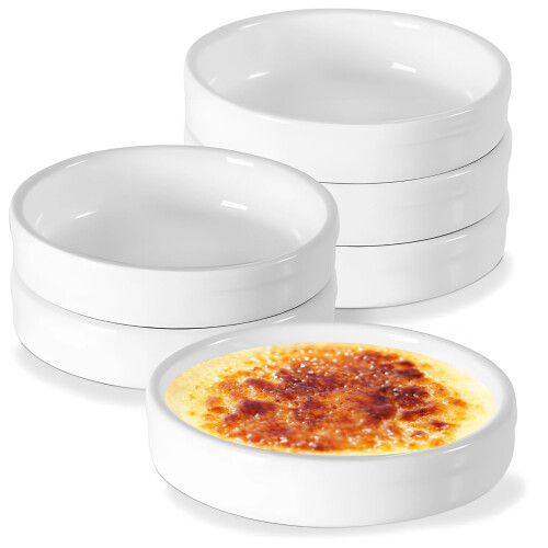 6PCS Ceramic Ramekins for Baking, 4.5in Oven Safe Creme Brulee Ramekins, Single Serve Set