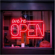 (40x25cm-Red) We Are Open Neon Sign Adjustable Brightness LED Neon Light Signs By USB For Window Shop Bar Salon Cafes Restaurant Pubs