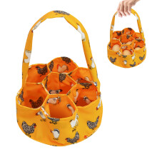 Egg Collecting Basket with 7 Pouches Durable Canvas for Farmhouse Chicken Duck Goose Orange