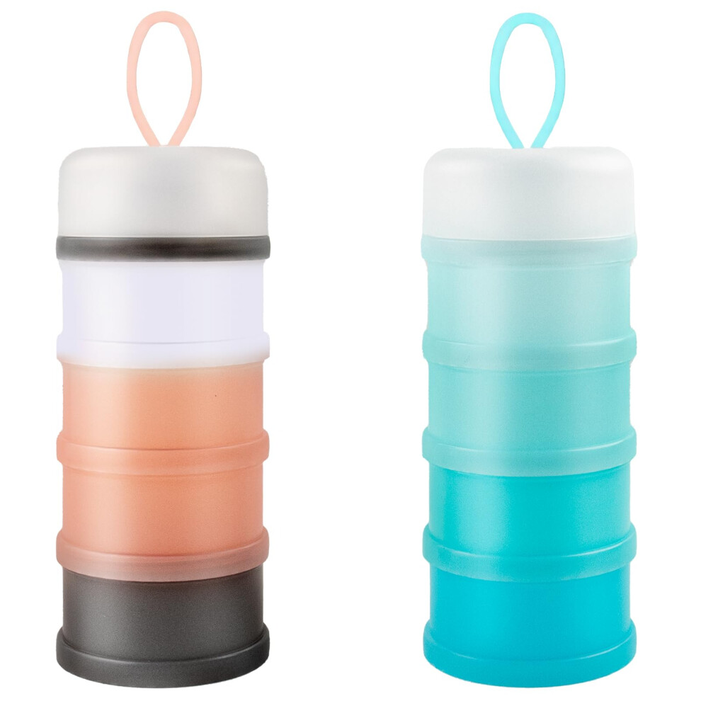 Pink/Blue 2 Pcs Protein Powder Container With Funnel Lid, 4 Stackable Leakproof Dispensers For Travel, Workout, Fitness (, Blue)