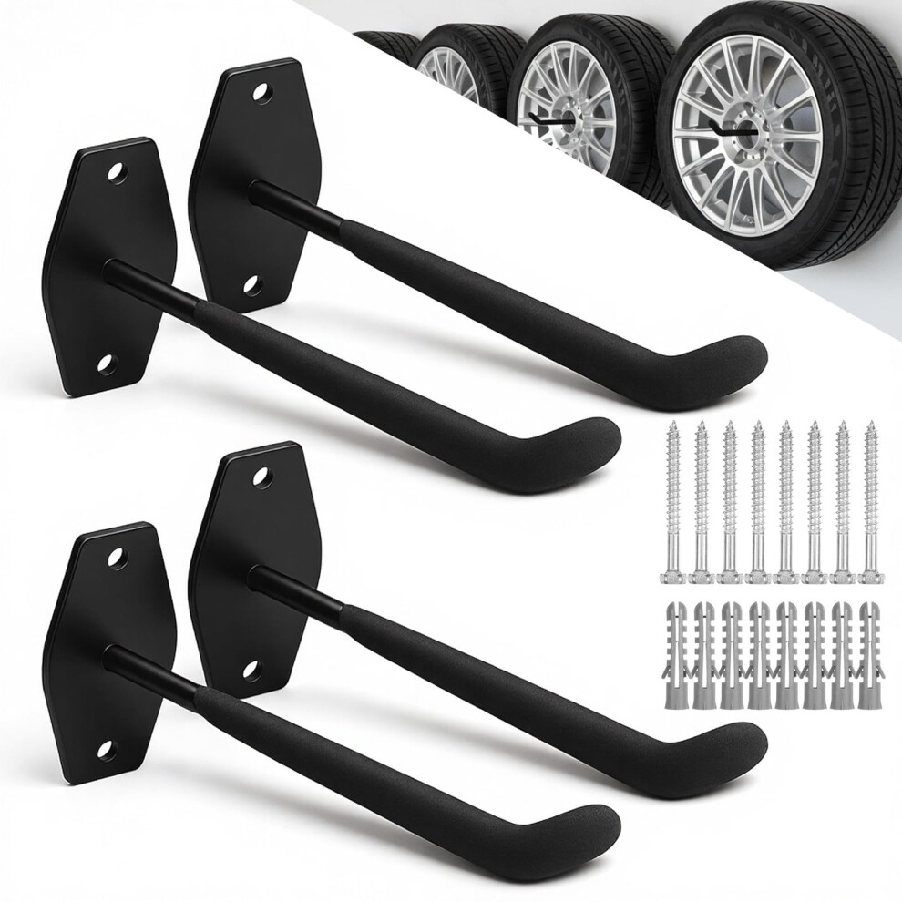 Garage Wall Hooks 10 Inch Heavy Duty Steel Hangers For Ladder Tire Tool Storage 4 Pack 88Lbs Capacity 9094768946169