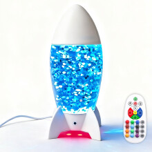 Rocket Lava Lamp with Glitter, 16 Colors 4 Modes, Red Base, Sparkling Bedroom Decor