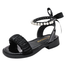 Girls' Sandals Open Toe Ankle Strap Dress Shoes For Princess Wedding Black EU 25 UK 13 Child