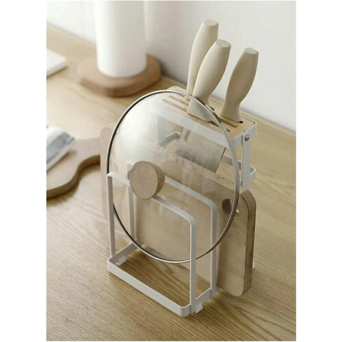 Kitchen Storage Rack with Knife and Cutting Board Holder, 2 in 1 Space Saving Iron Organizer 1