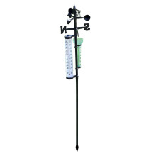 Strumento meteorologico multifunzione, pluviometro da esterno, termometro, anemometro, stazione meteorologica in plastica resistente con paletto