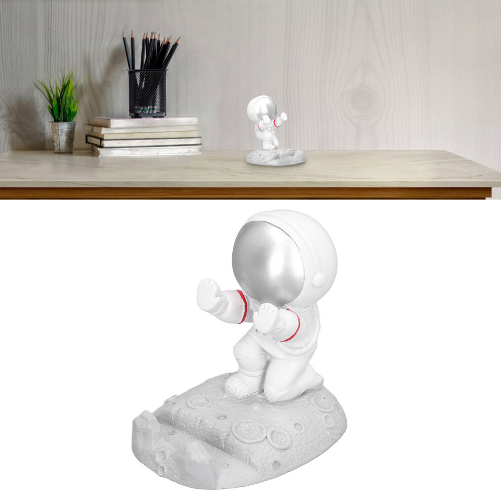 Astronaut Resin Mobile Phone Holder, Elegant Desktop Decor Silver 7621376498616