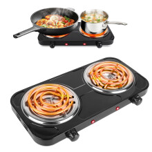 2000W Double Burner Electric Hot Plate with Dual Controls and 5Level Precision Settings for Home RV Camping