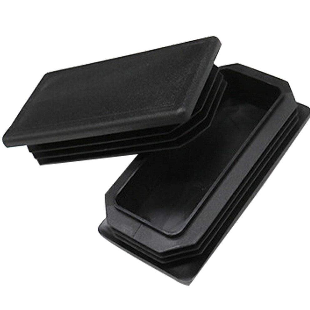 100Mm X 50Mm Rectangular Tube End Caps Black Plastic Plugs For Chair Legs Floor Protection 8 Pack 9187378944585