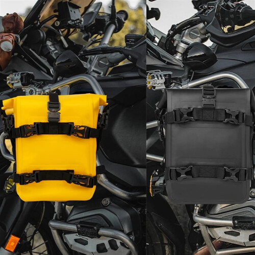 Motorcycle Saddle Bag, Waterproof Frame Crash Bar Compatible Tail  Tool Bag, 2Pc Black 2
