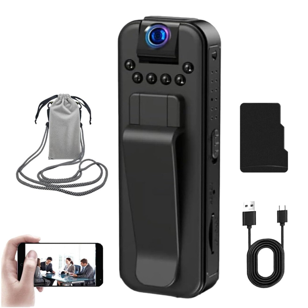 Hd 1080P Mini Body Camera With Night Vision And 180 Rotating Lens, Wireless 64Gb Wearable Recorder 9094768947449