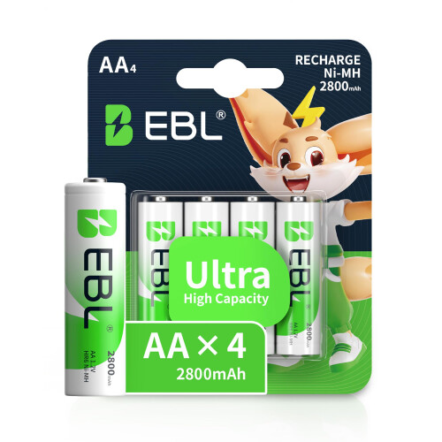 EBL High Capacity 2800mAh AA Rechargeable Batterie