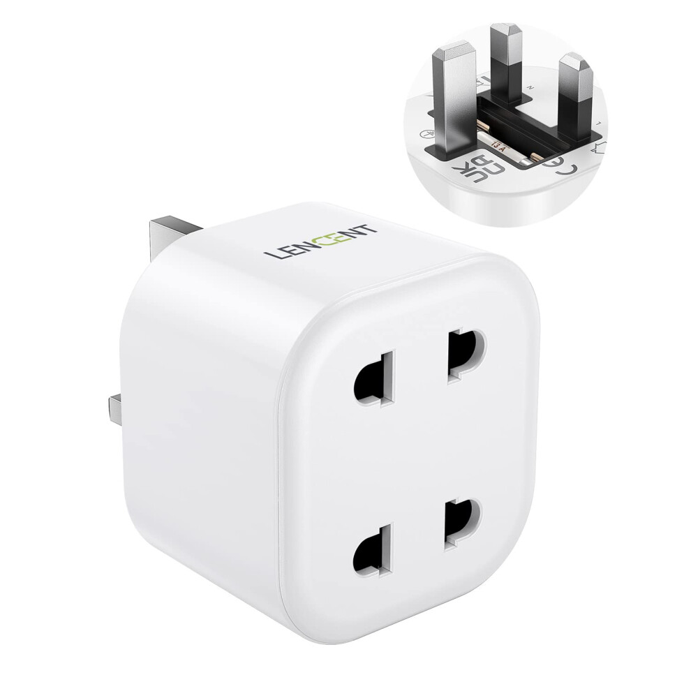 Lencent Shaver Plug Adaptor, Uk 2 Pin To 3 Pin 13A