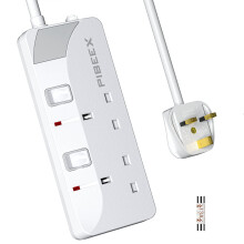 PIBEEX Extension Lead 2 Way Plug Sockets with Indi