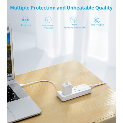 PIBEEX Extension Lead 2 Way Plug Sockets with Indi 1