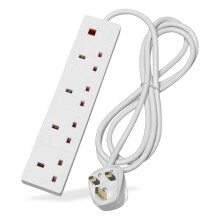 STATUS 4 Way Socket Extension Lead, 1m Cable Multi