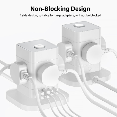 Cube Extension Lead with USB Slots, Hotimy 4 Way M 1