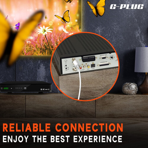 2m TV Aerial Cable with Right Angled Plug + Adapte 2