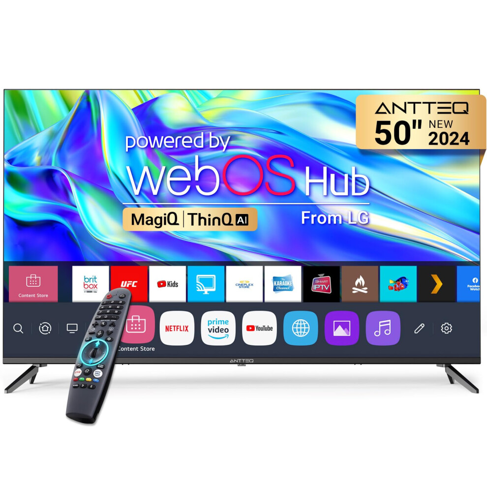 Antteq 50 Inch Smart Tv, Magiq 50" Uhd 4K 2024 Bla 43950508