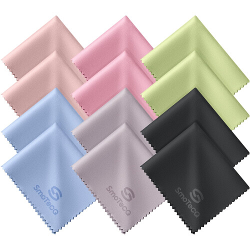 SmoTecQ 12 Pack Microfibre Glasses Cleaning Cloths