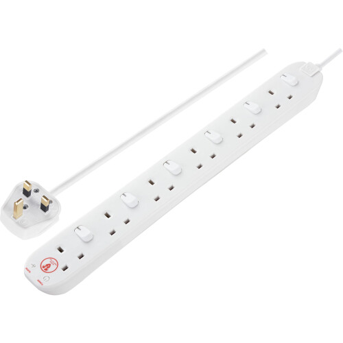 Masterplug Six Socket Extension Lead, 2 Metre Cabl