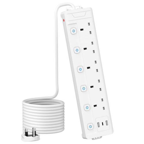 3M 5 Gang Extension Lead with 3 USB Slots, Individ