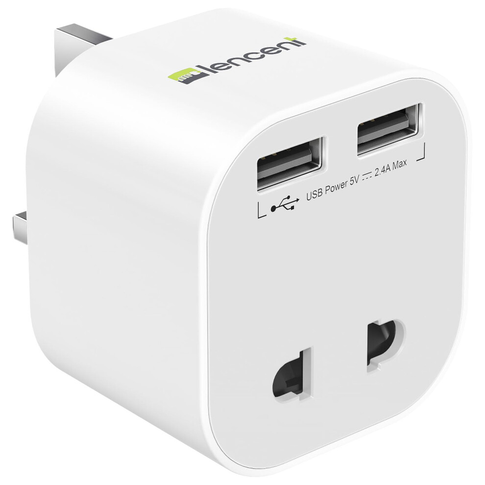 Lencent Shaver Plug Adaptor Uk, 2 Pin To 3 Pin 13A 47209879