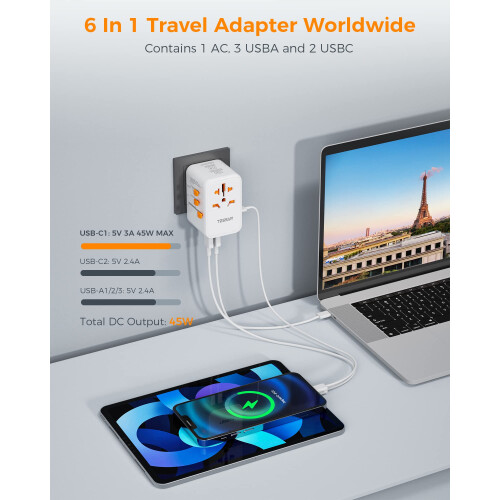 TESSAN Universal Travel Adapter Worldwide with PD 2