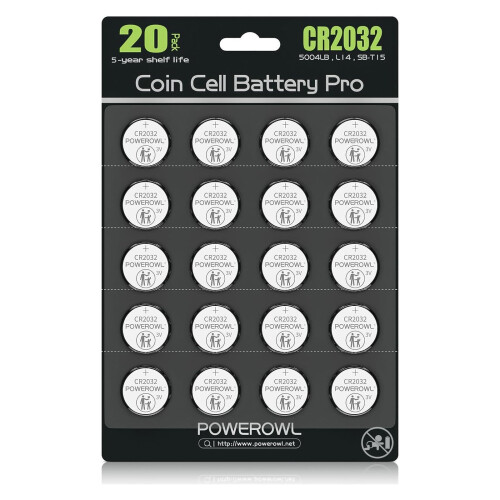 CR2032 Batteries 3V Lithium 20 Pack, POWEROWL High