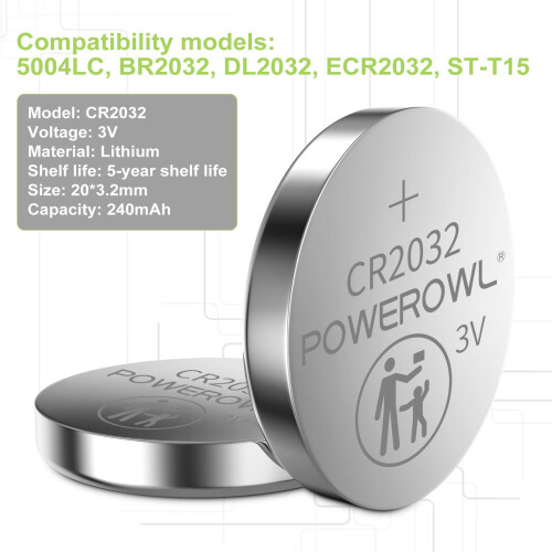 CR2032 Batteries 3V Lithium 20 Pack, POWEROWL High 1