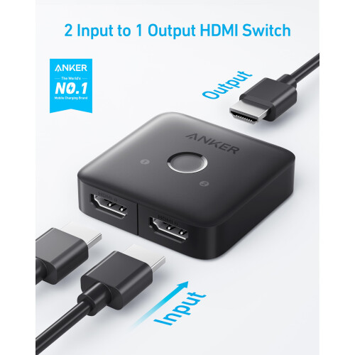 Anker Anker HDMI Switch, 4K@60Hz HDMI Switcher, 2 in 1 O 1