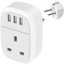 UK to European Adapter Plug, EU Travel Adaptor wit