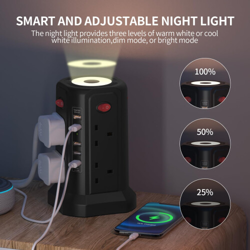 Tower Extension Lead with USB Slots and Night Ligh 1