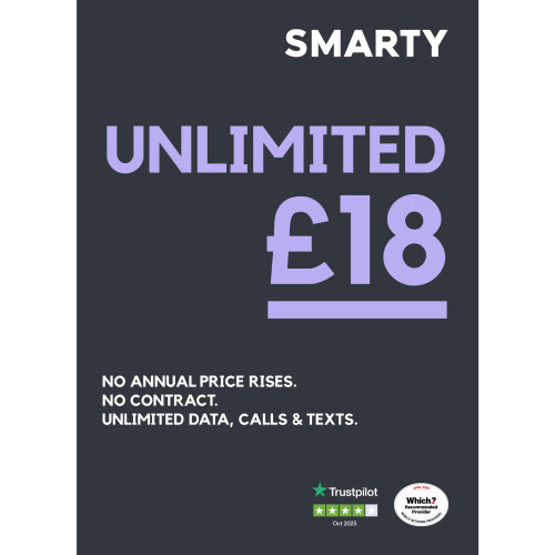 SMARTY Sim Unlimited Data for 18