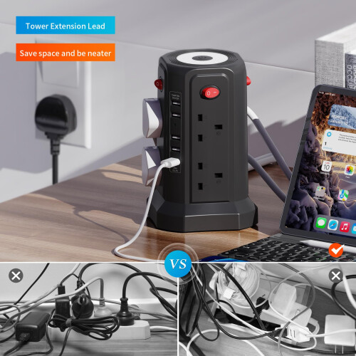 Tower Extension Lead with USB Slots and Night Ligh 2