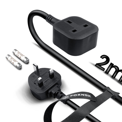 Single Extension Lead 2m, 1 Gang Plug Socket Surge
