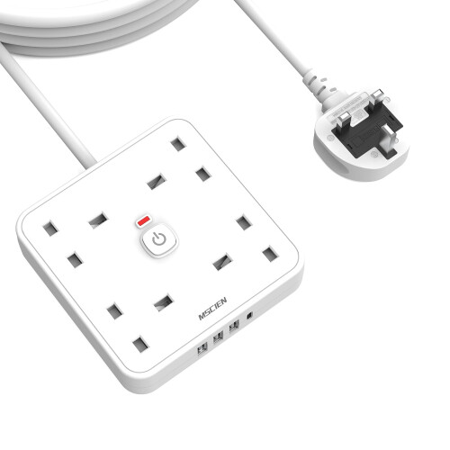 4M 4 Way Extension lead with USB Slots (3 USB-A, 1