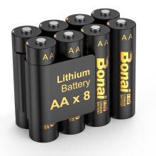 BONAI 3500 mAh AA Lithium Batteries Pack of 8, Lon