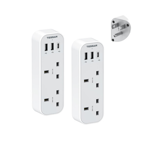 UK to US Plug Adaptor with USB C, TESSAN 2 Way UK